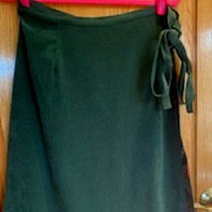 KOOS Of Course! Hunter Green Long Wrap Skirt with Slit Sz: L